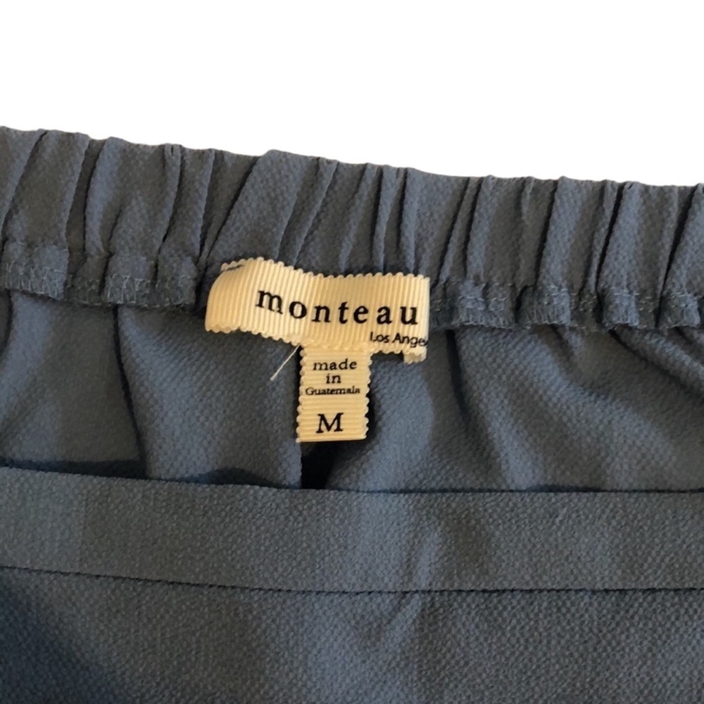 Monteau Slate Blue Off Shoulder Short Sleeve Top - Picture 2 of 3